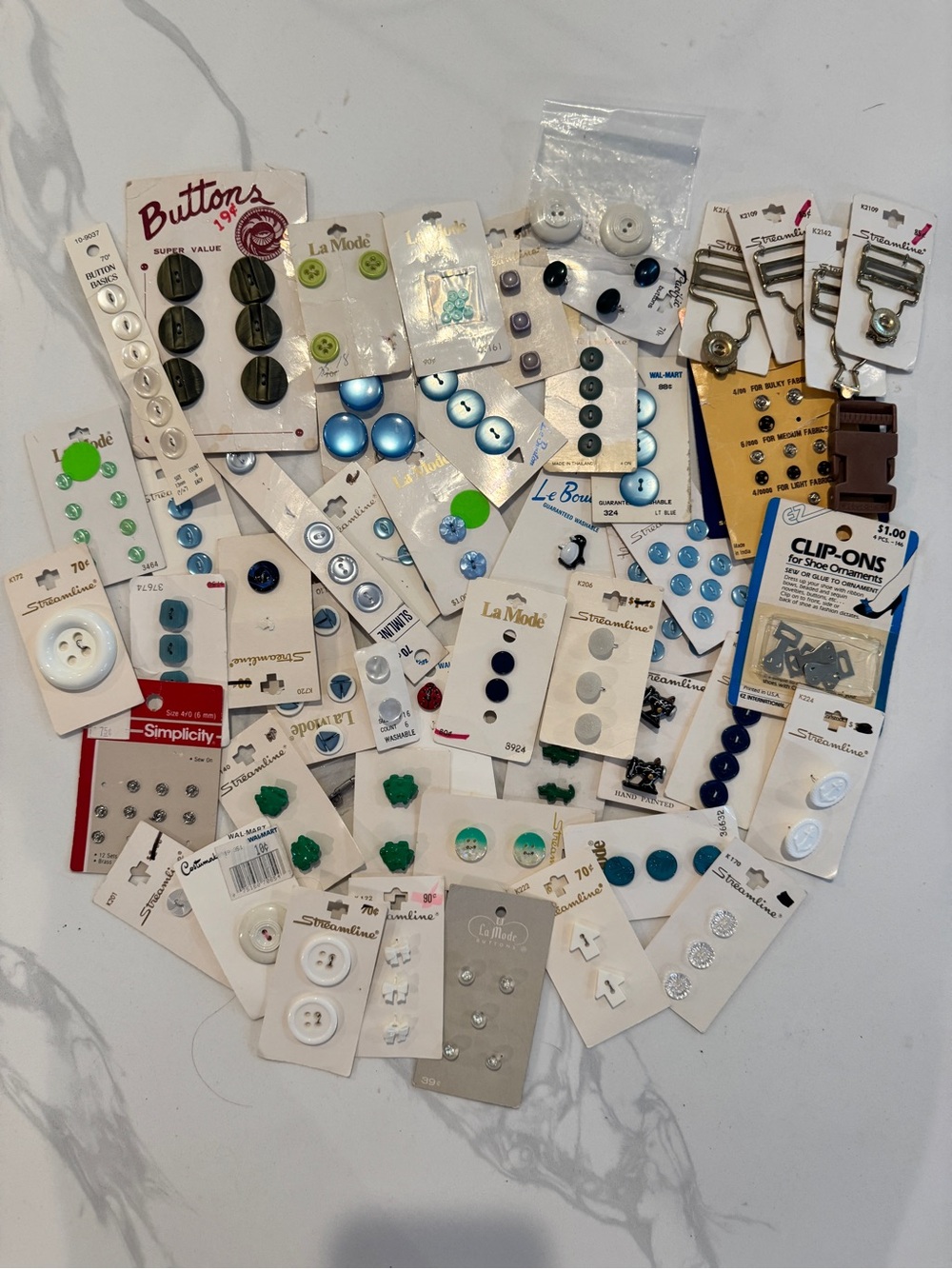 Vintage Assorted Buttons and Fasteners Lot - Multi-Color